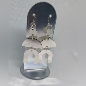 #003 silver color long earrings